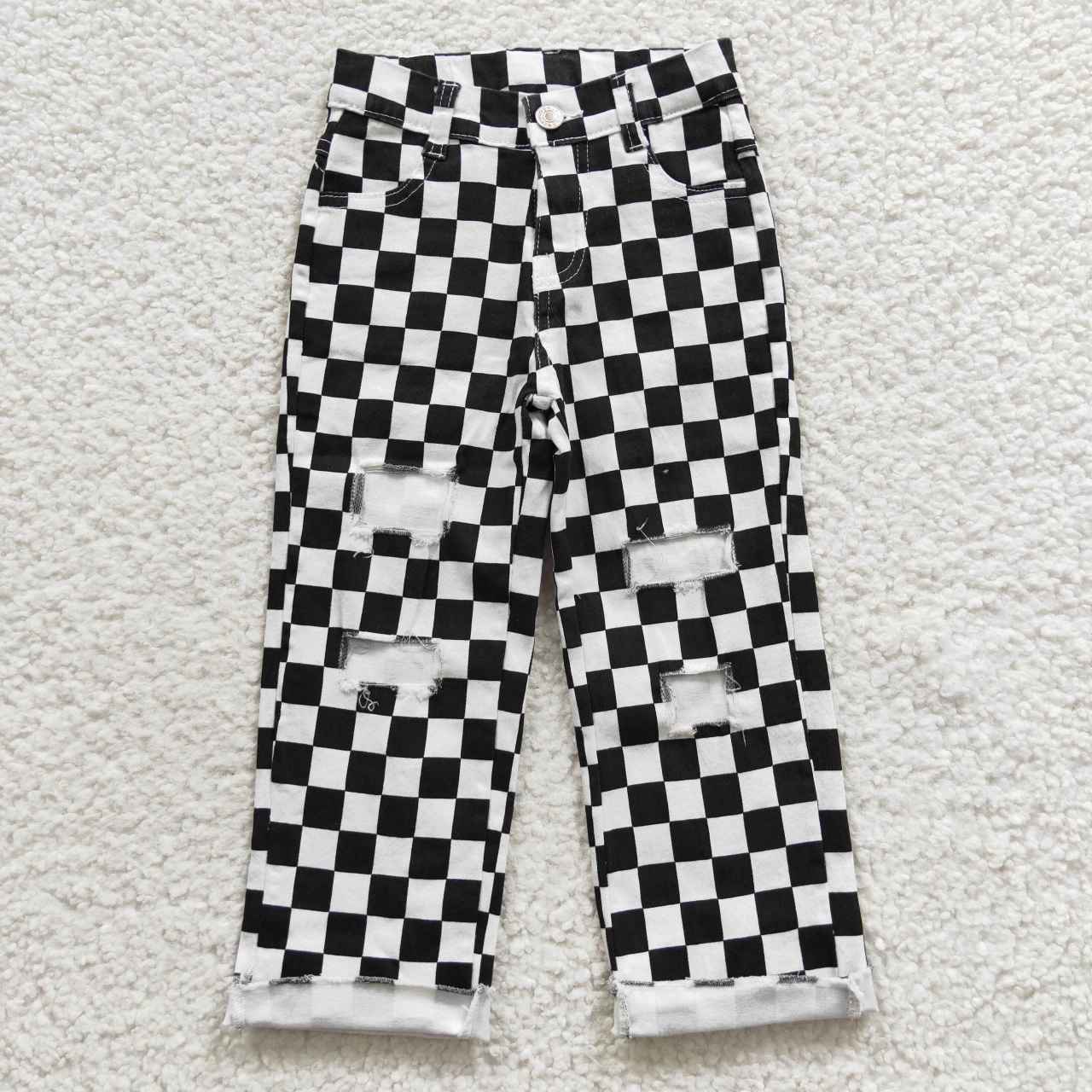 ** PREORDER ** Ripped Checkered Jeans