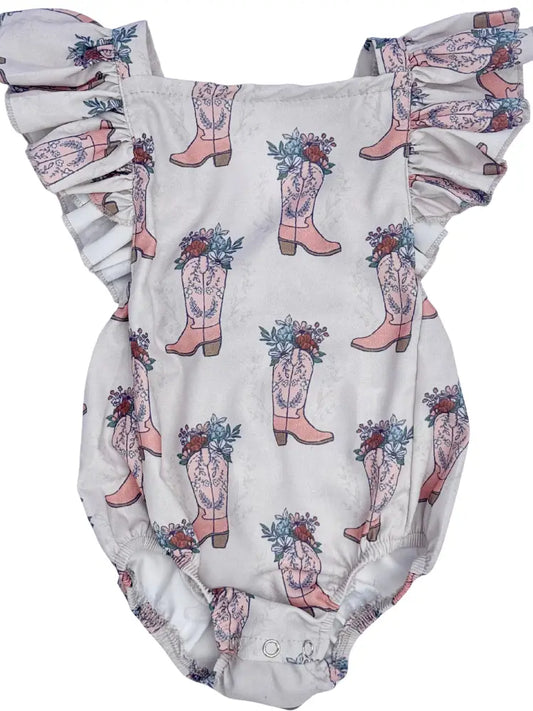 Shiloh Ruffle Back Romper - Cowgirl Boutique